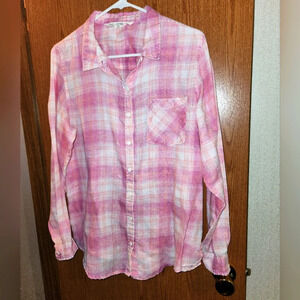 💓 3/$15 Vanilla Star Plaid Button Down Junior's Large Long Sleeved Top
